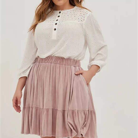 Torrid Dresses & Skirts - Torrid Women's Pink Super Soft Tiered Circle Pleated Casual Mini Skirt Size 3X